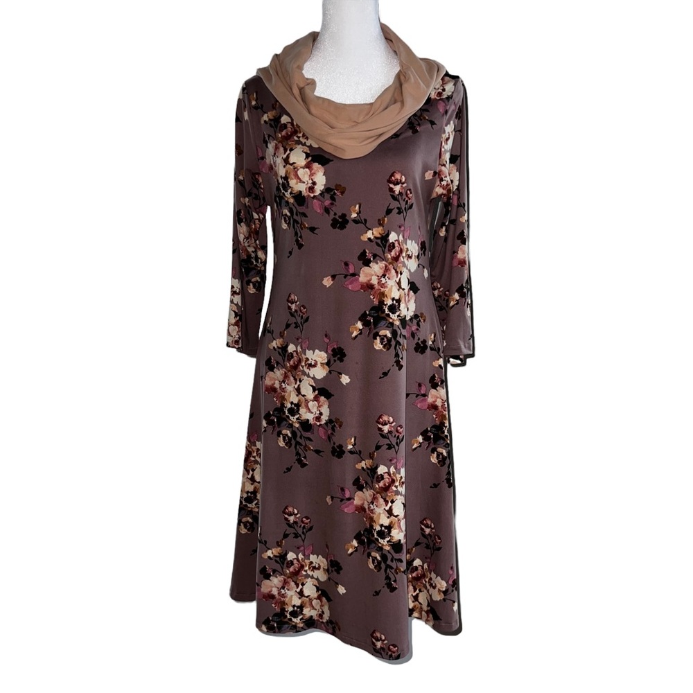 Ava Grace Floral Midi Dress Cowl Neck Fit And Flare Size S